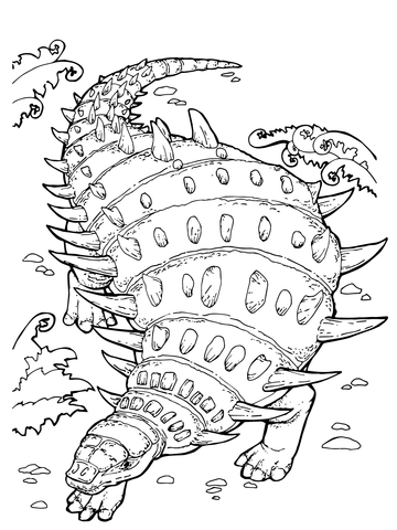 Hylaeosaurus Herbivorous Ankylosaurian Dinosaur Coloring Page